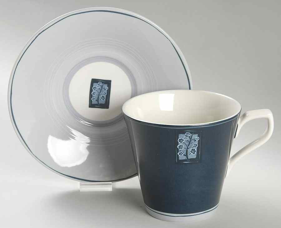 Indigo Flat Cup & Saucer Set by Sasaki-1