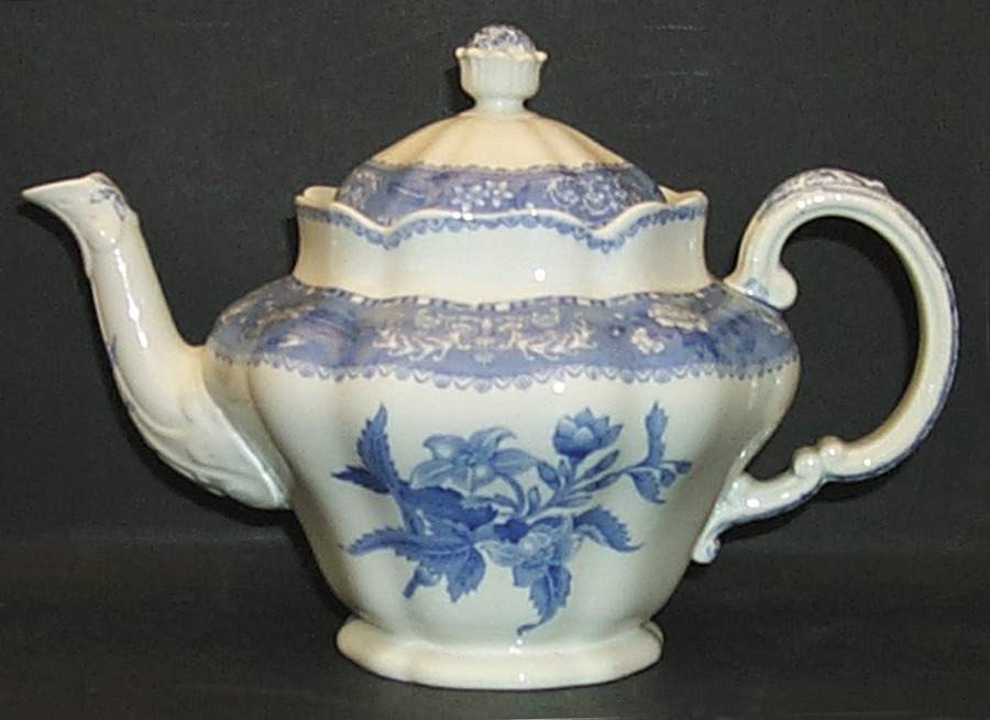 Blue Camilla (Scalloped, New Black Backstamp) Teapot & Lid by Spode-1