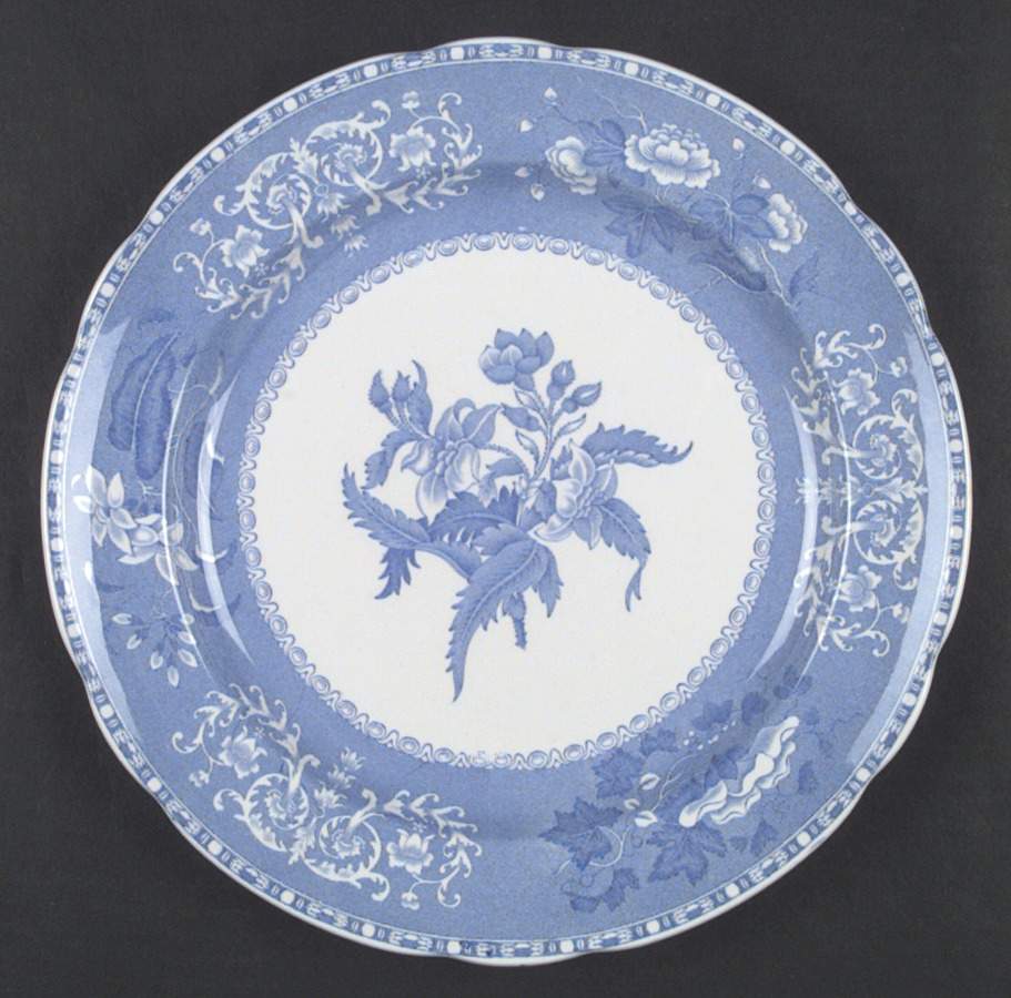 Blue Camilla (Scalloped, New Black Backstamp) Dinner Plate by Spode-1