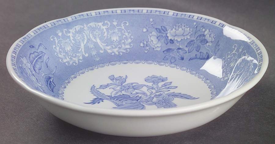 Blue Camilla (Scalloped, New Black Backstamp) Coupe Cereal Bowl by Spode-1