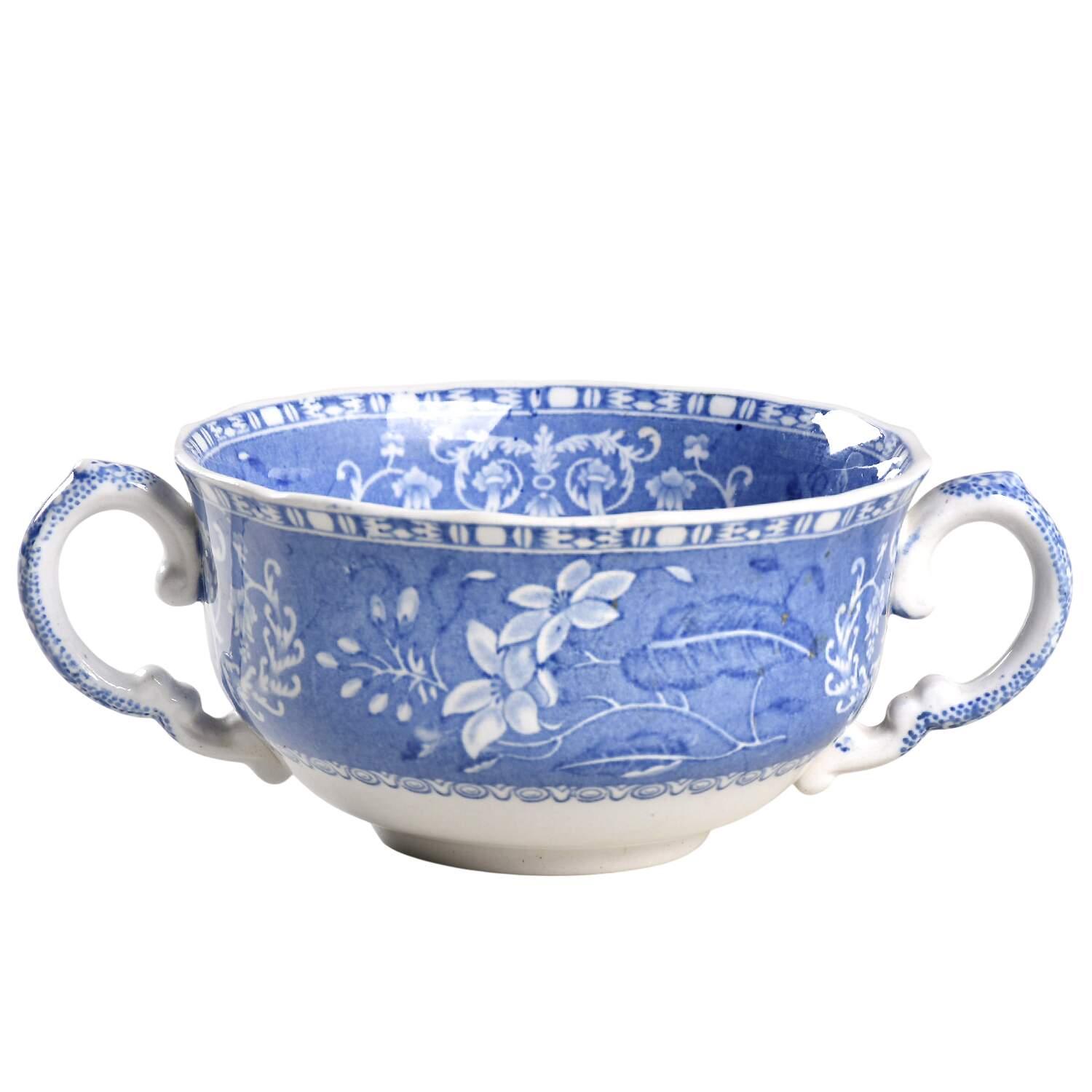 Blue Camilla (Scalloped, New Black Backstamp) Footed Bouillon Cup by Spode-1