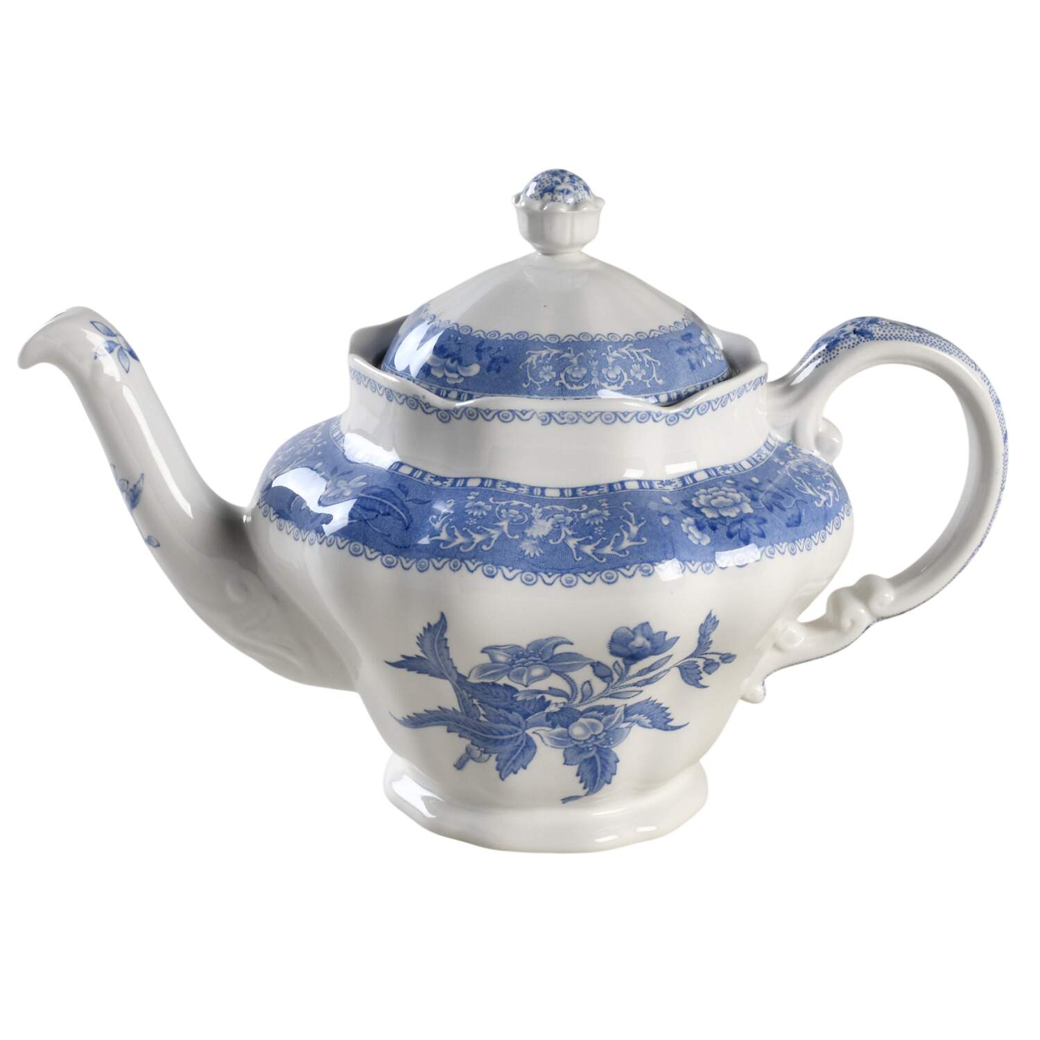 Blue Camilla (Scalloped, New Black Backstamp) Teapot & Lid by Spode-1