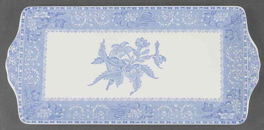 Blue Camilla (Scalloped, New Black Backstamp) Large Sandwich Tray by Spode-1