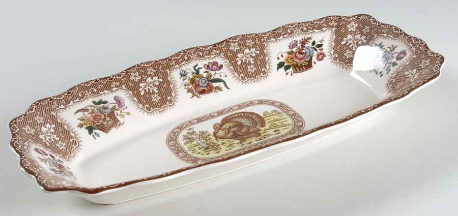 Thanksgiving Brown, Multicolor (No Trim) 12" Rectangular Cranbourne Tray by Spode-1