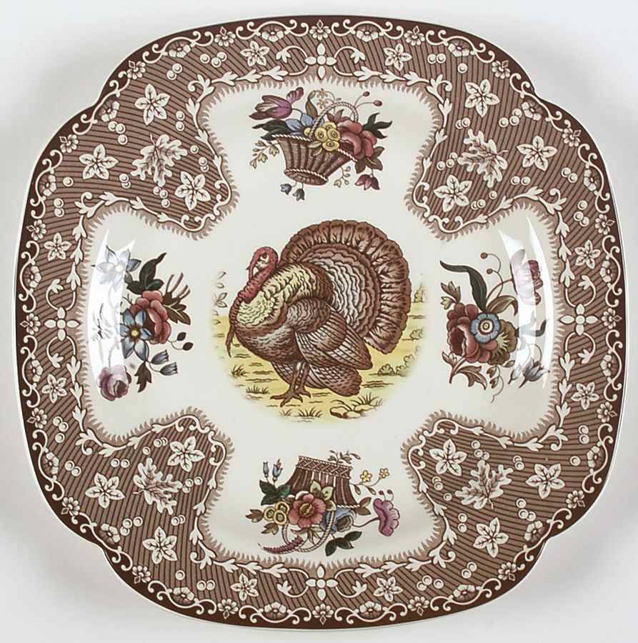 Thanksgiving Brown, Multicolor (No Trim) Square Dessert Plate by Spode-1