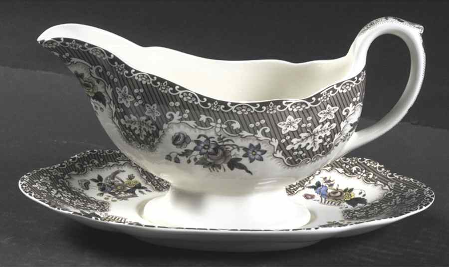 Thanksgiving Brown, Multicolor (No Trim) Gravy Boat & Underplate by Spode-1