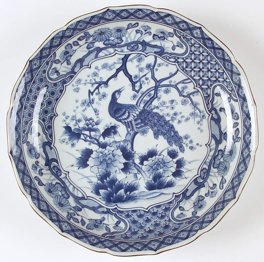 Blue Peacock Collection 12" Chop Plate (Round Platter) by Sadek-1