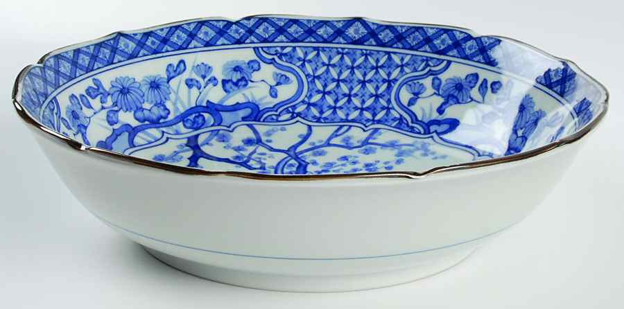 Blue Peacock Collection 9" Round Vegetable Bowl by Sadek-1