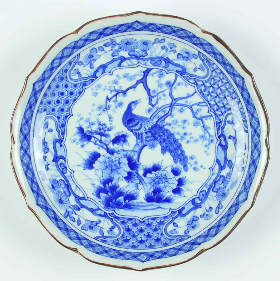 Blue Peacock Collection Coupe Luncheon Plate by Sadek-1