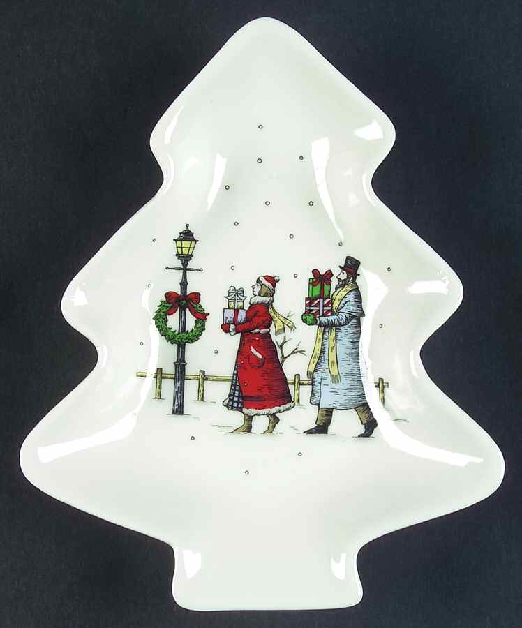 Christmas Shoppers Small Tree Shaped Dish by Studio Nova-1
