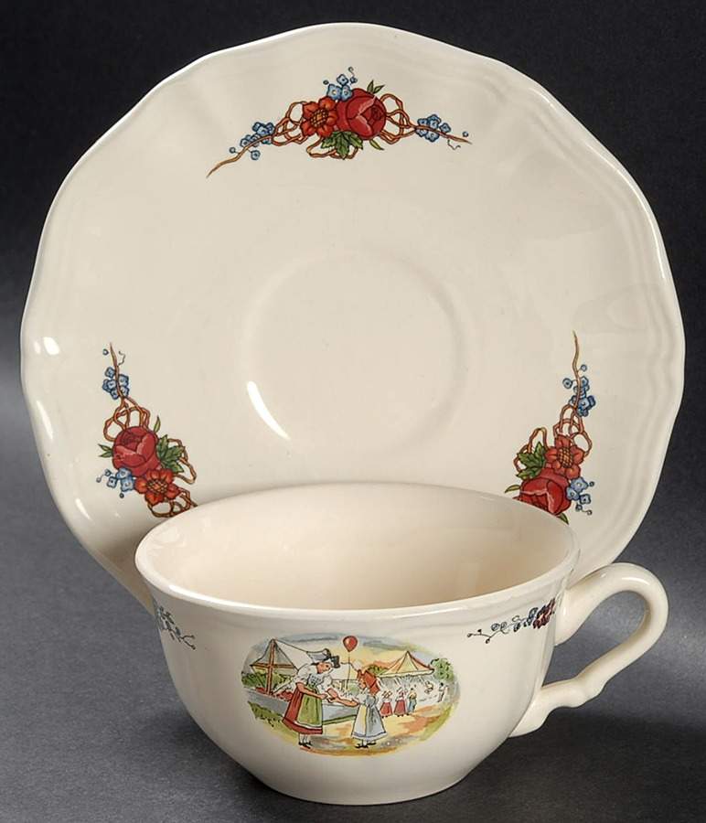 Obernai Flat Cup & Saucer Set by Sarreguemines-1