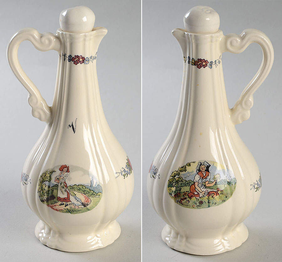 Obernai Vinegar Cruet and Stopper by Sarreguemines-1