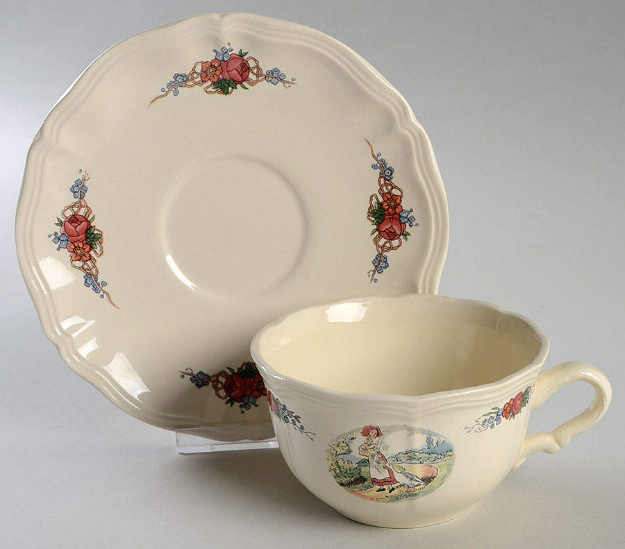 Obernai Oversized Cup & Saucer Set by Sarreguemines-1