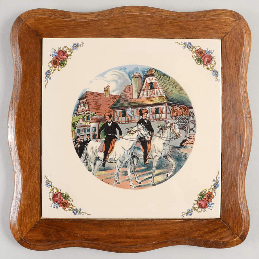Obernai Wood Cheese Board with Ceramic Tile by Sarreguemines-1