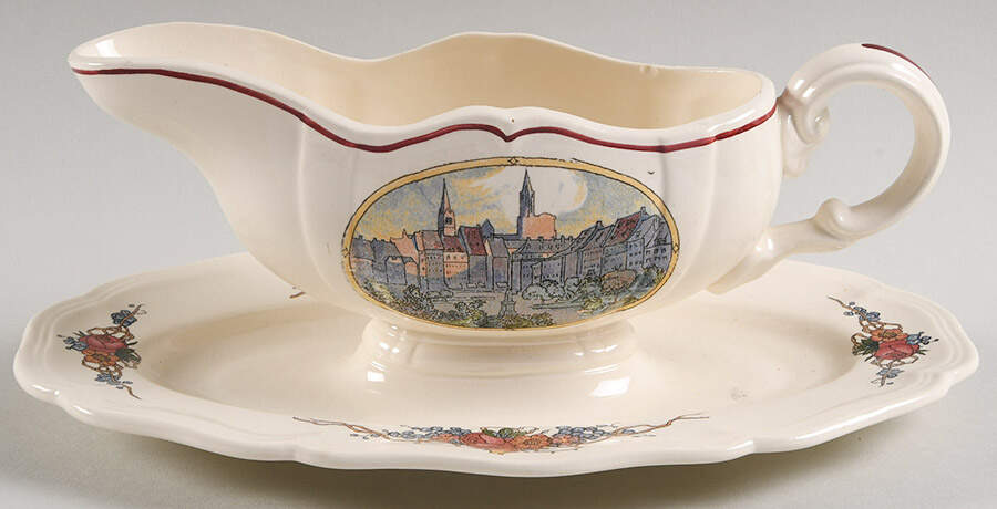 Obernai Gravy Boat with Attached Underplate by Sarreguemines-1
