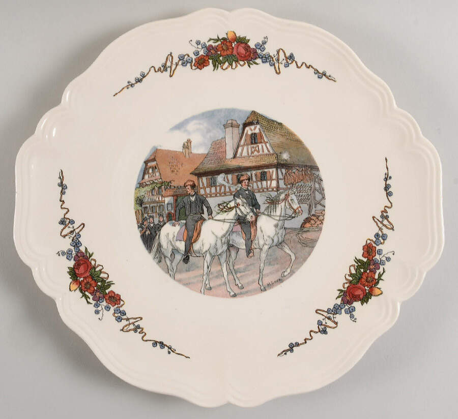 Obernai Handled Cake Plate by Sarreguemines-1