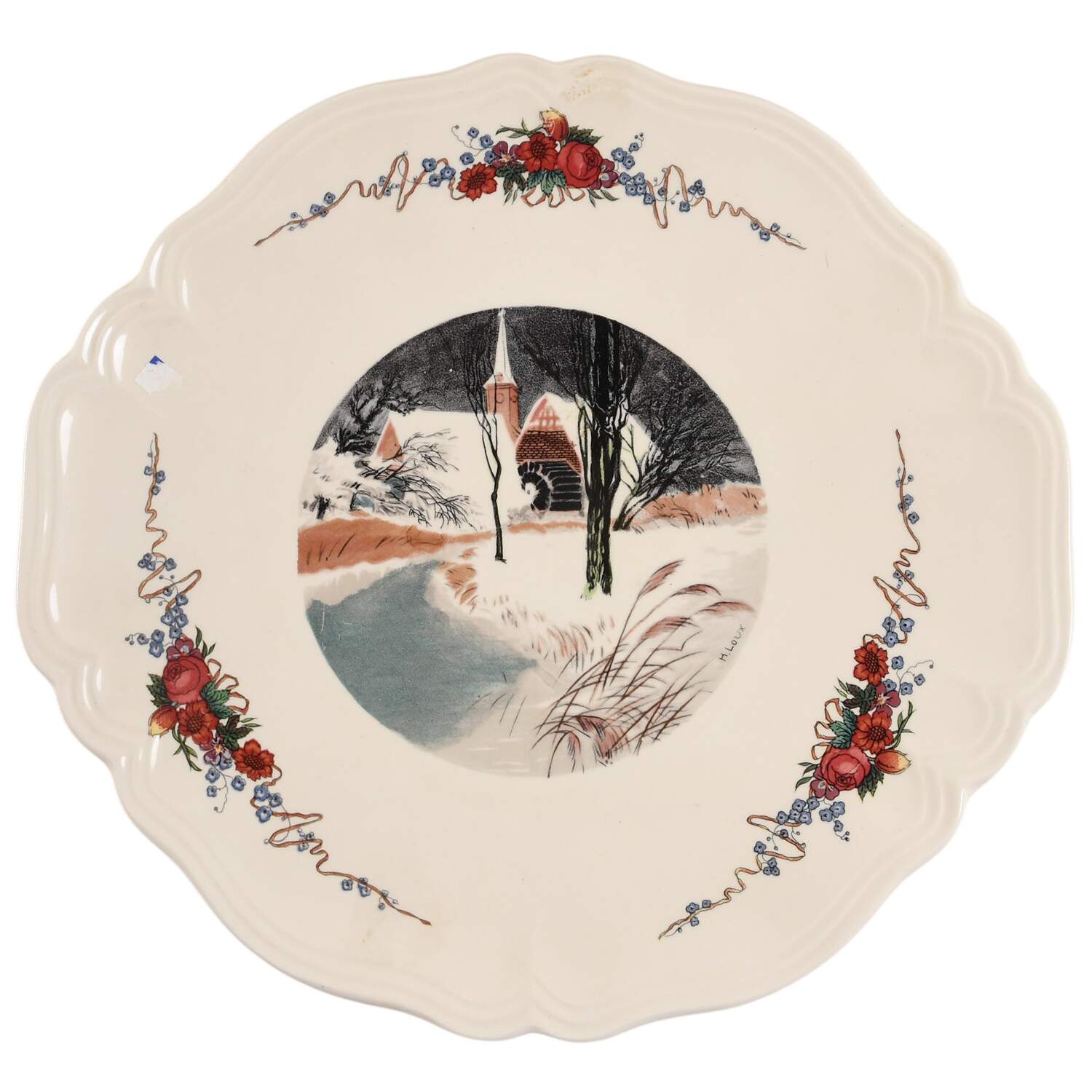 Obernai Handled Cake Plate by Sarreguemines-1