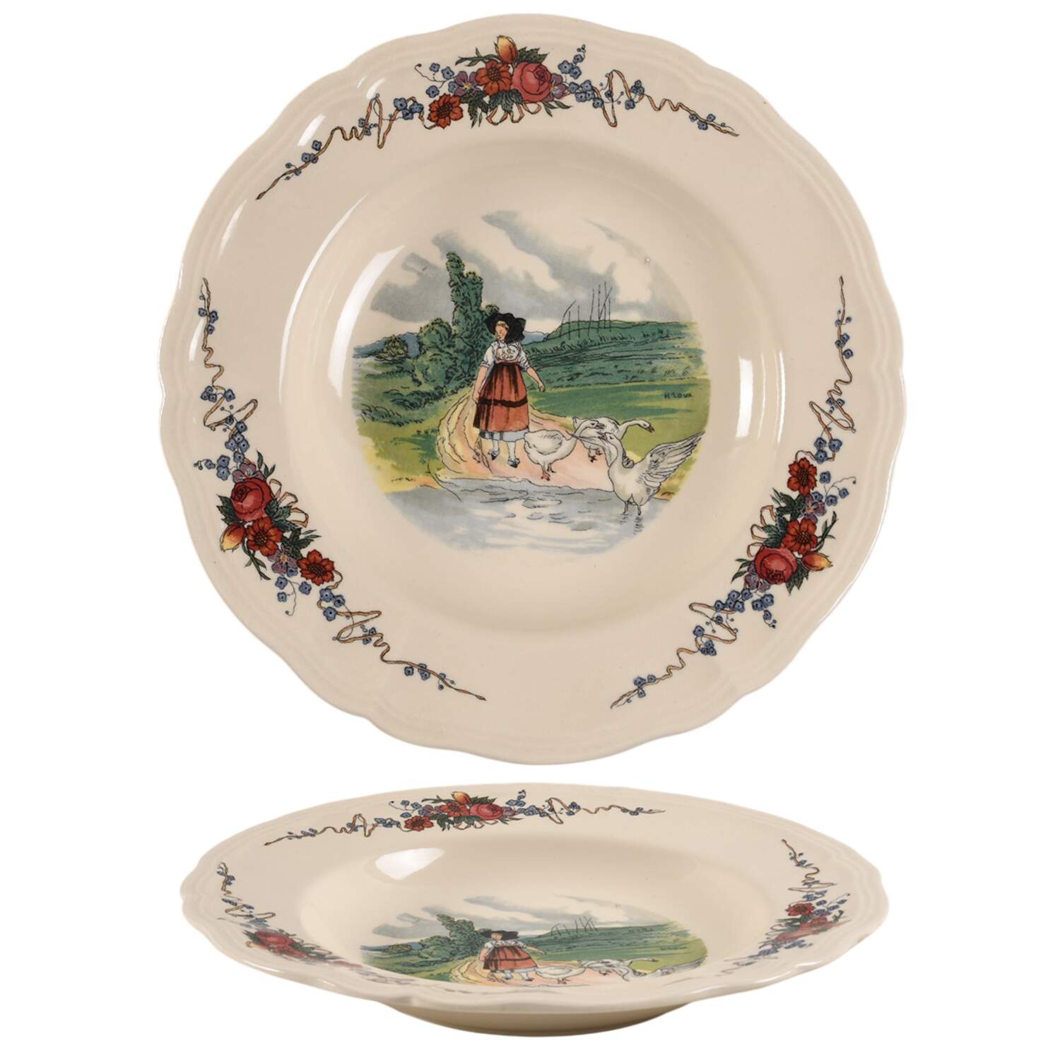 Obernai Large Rim Soup Bowl by Sarreguemines-1