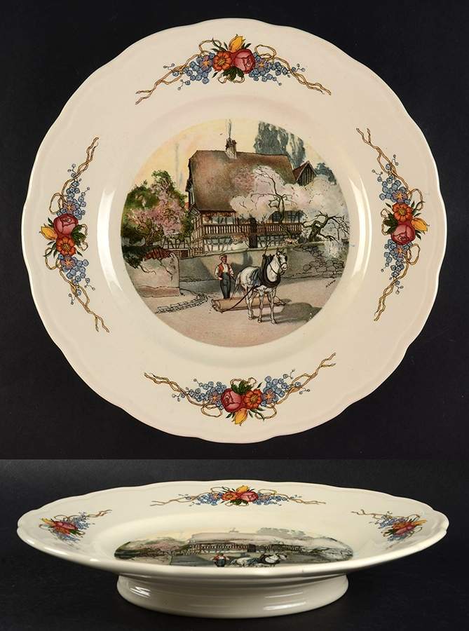 Obernai Footed Cake Plate by Sarreguemines-1