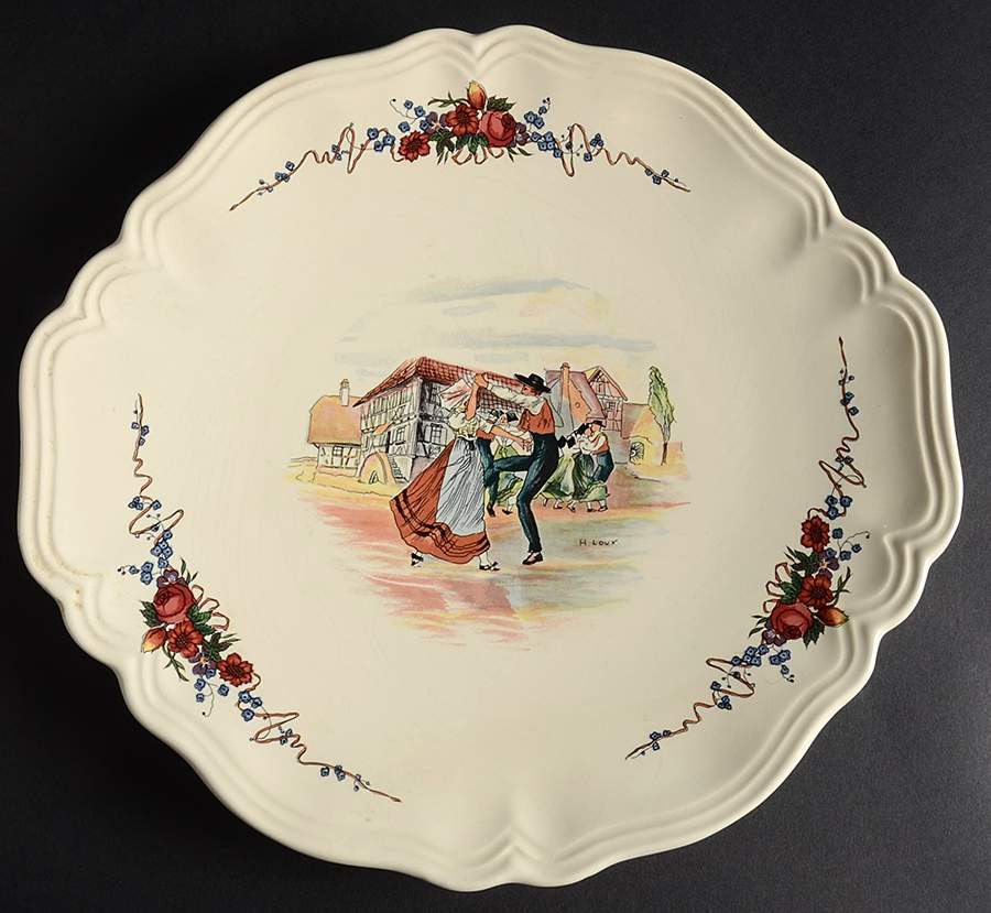 Obernai Handled Cake Plate by Sarreguemines-1