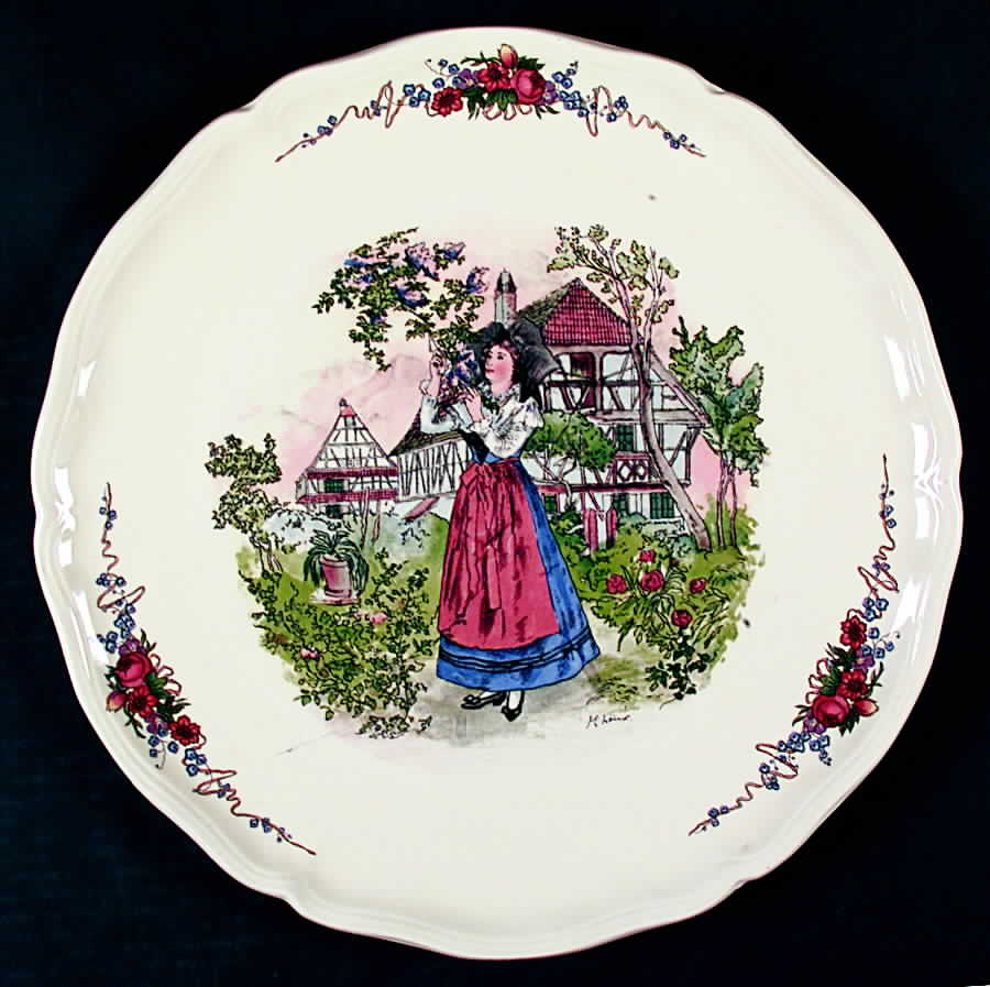 Obernai Round Torte Plate by Sarreguemines-1