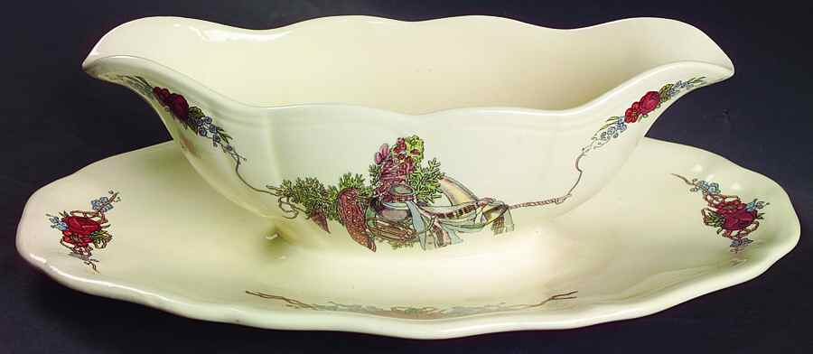 Obernai Gravy Boat with Attached Underplate by Sarreguemines-1