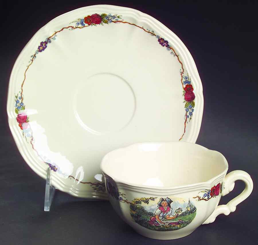 Obernai Flat Cup & Saucer Set by Sarreguemines-1