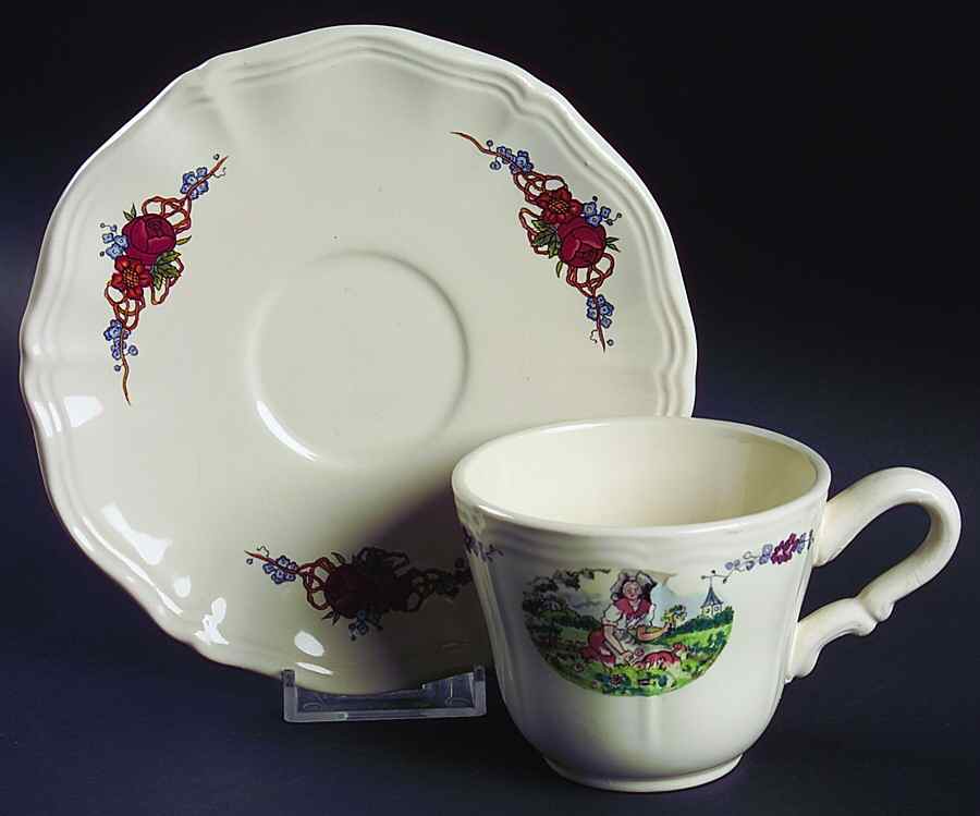 Obernai Flat Cup & Saucer Set by Sarreguemines-1