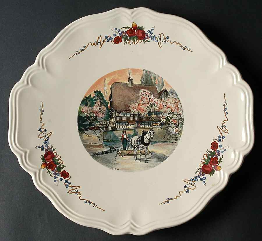 Obernai Handled Cake Plate by Sarreguemines-1