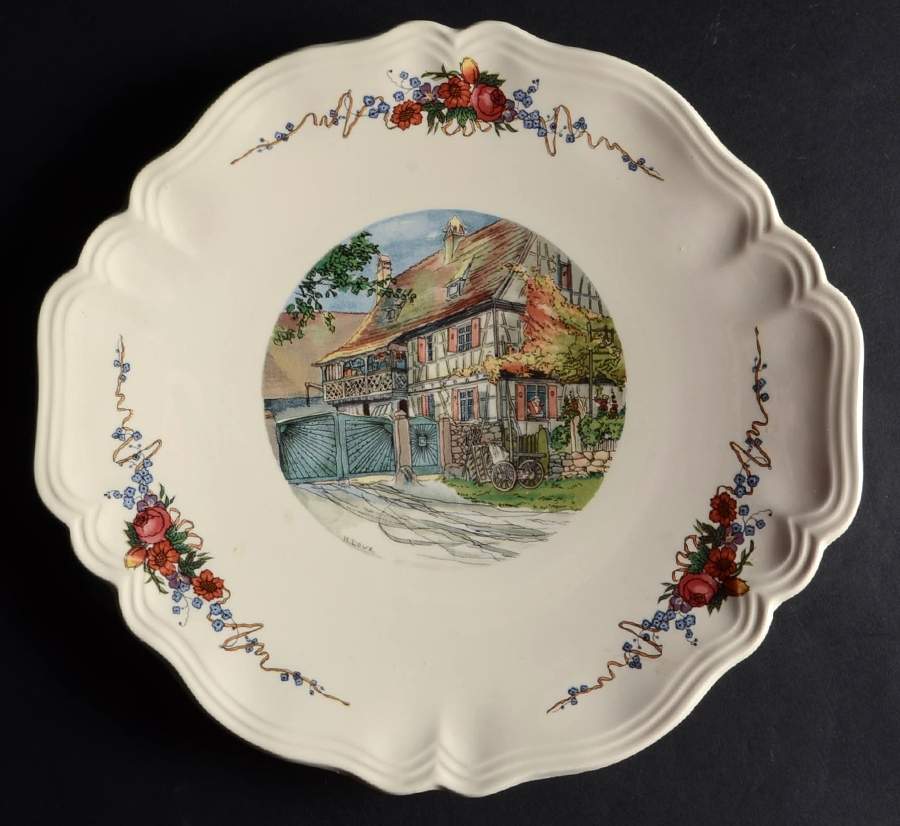 Obernai Handled Cake Plate by Sarreguemines-1