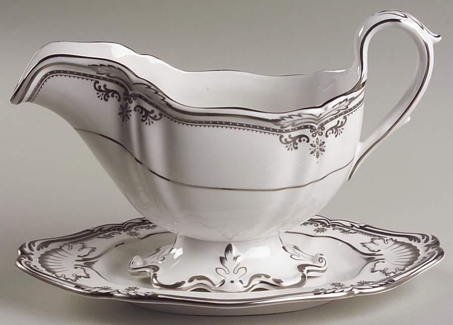 Stafford Platinum Gravy Boat & Underplate by Spode-1