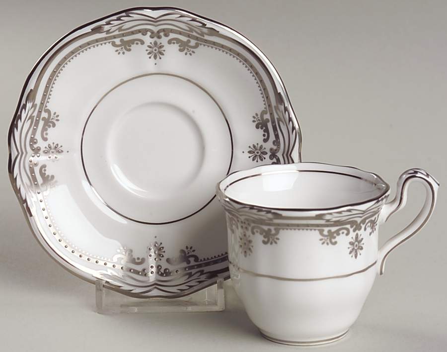 Stafford Platinum Flat Demitasse Cup & Saucer Set by Spode-1
