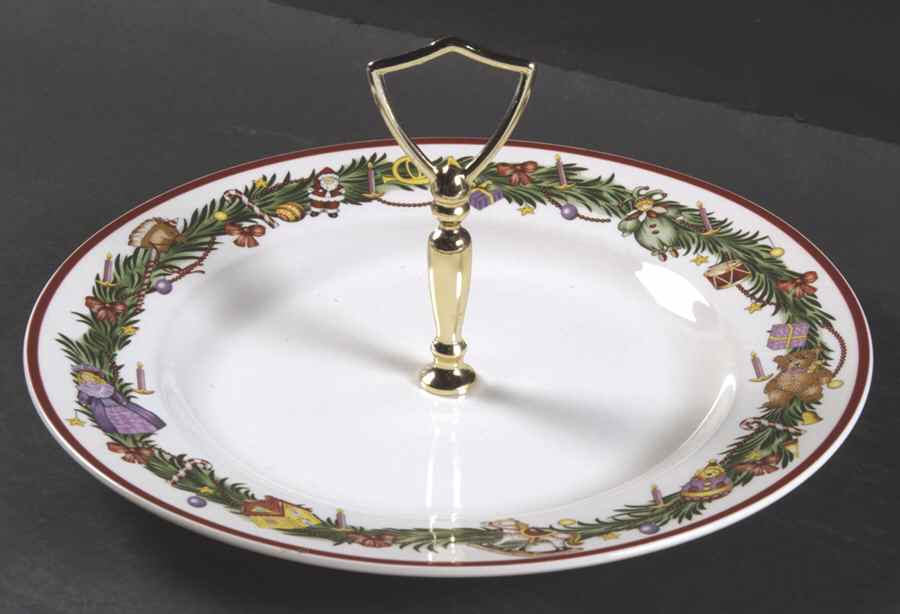 Christmas Memories Round Serving Plate with Handle (DP) by Spode-1