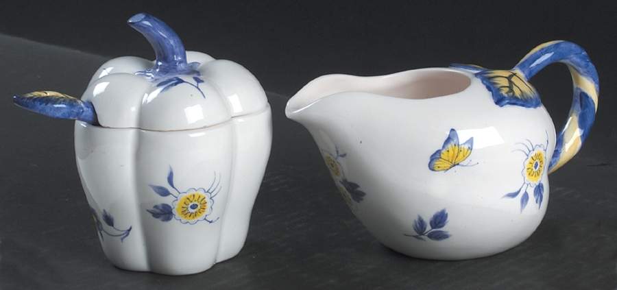 Imperial Garden Accessories Figural Creamer & Sugar W/Spoon Set by Spode-1