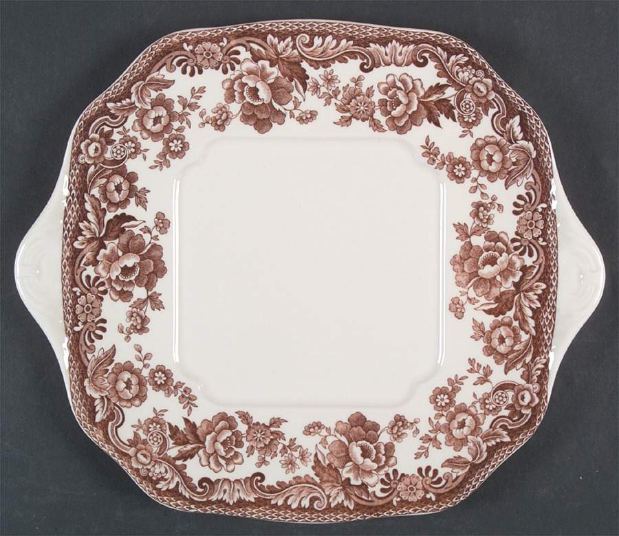 Delamere Brown Square Handled Cake Plate by Spode-1