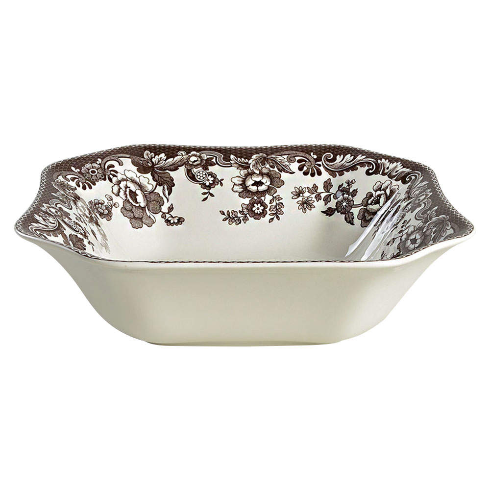 Delamere Brown 9" Square Salad Serving Bowl by Spode-1