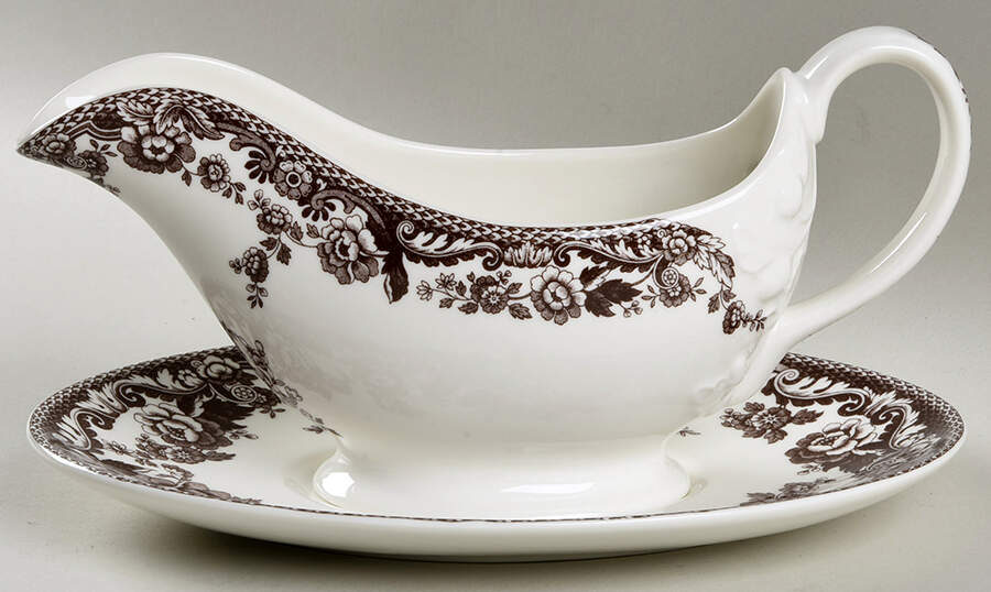 Delamere Brown Gravy Boat & Underplate by Spode-1