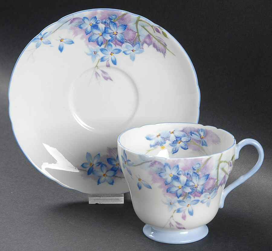 Blue Spray Footed Cup & Saucer Set by Shelley-1