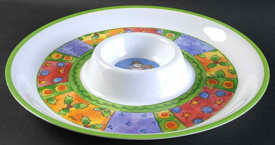 Sweet Shoppe Christmas 1 Piece Melamine Chip & Dip by Sango-1