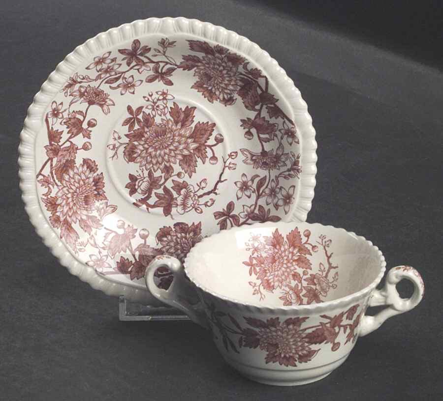Aster Rust Flat Bouillon Cup & Saucer by Spode-1