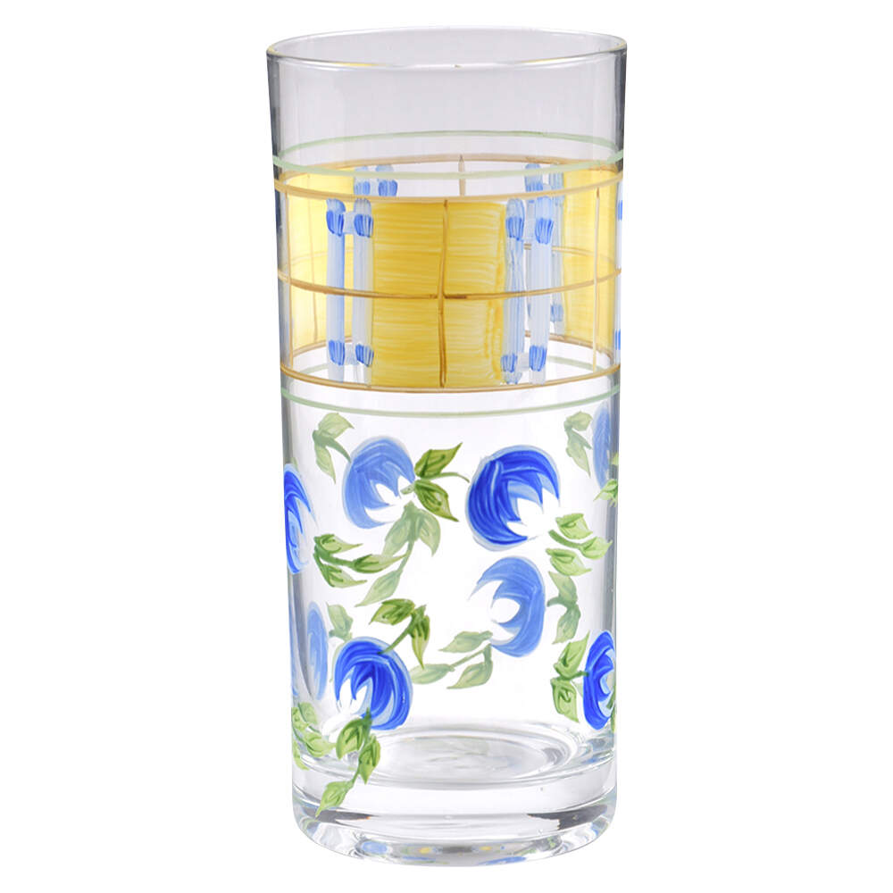 Gingham Blue Glassware Highball by Studio Nova-1