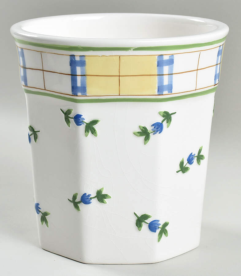 Gingham Blue Large Canister No Lid by Studio Nova-1