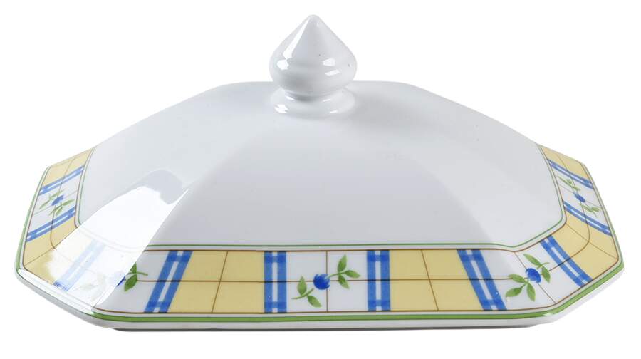 Gingham Blue Lid for 2 Quart Oval Covered Casserole by Studio Nova-1