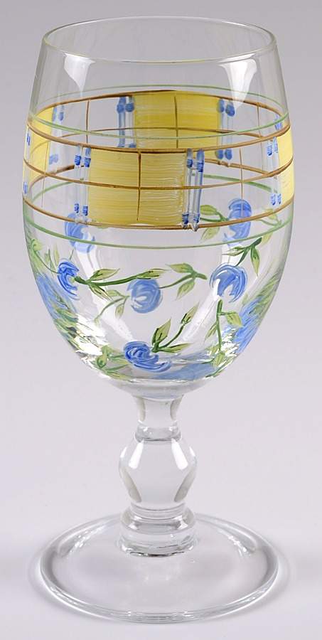 Gingham Blue 16 Oz Glassware Goblet by Studio Nova-1