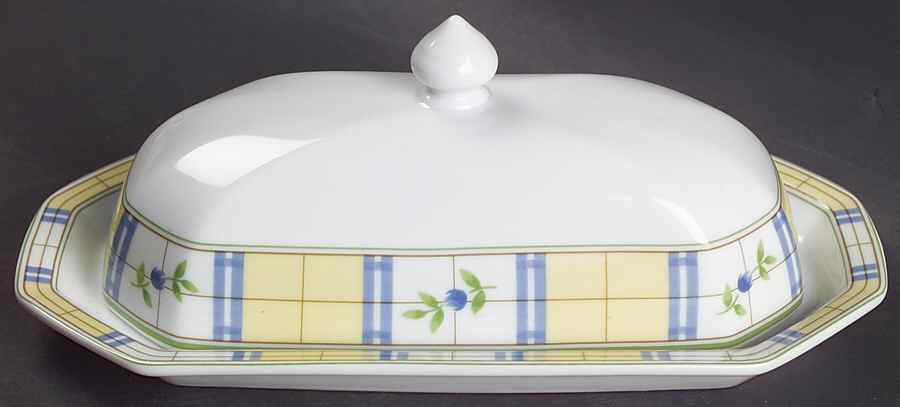 Gingham Blue 1/4 Lb Covered Butter by Studio Nova-1