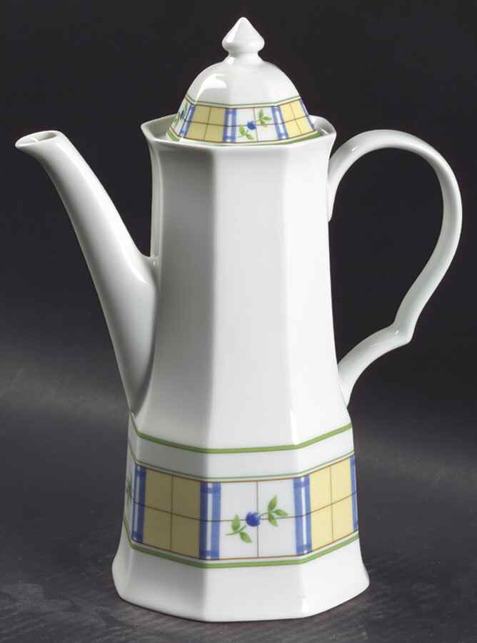 Gingham Blue Coffee Pot & Lid by Studio Nova-1