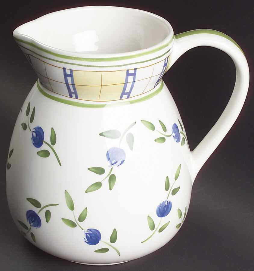 Gingham Blue 64 Oz Pitcher by Studio Nova-1