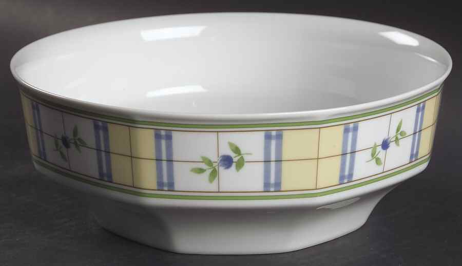 Gingham Blue 8" Round Vegetable Bowl by Studio Nova-1