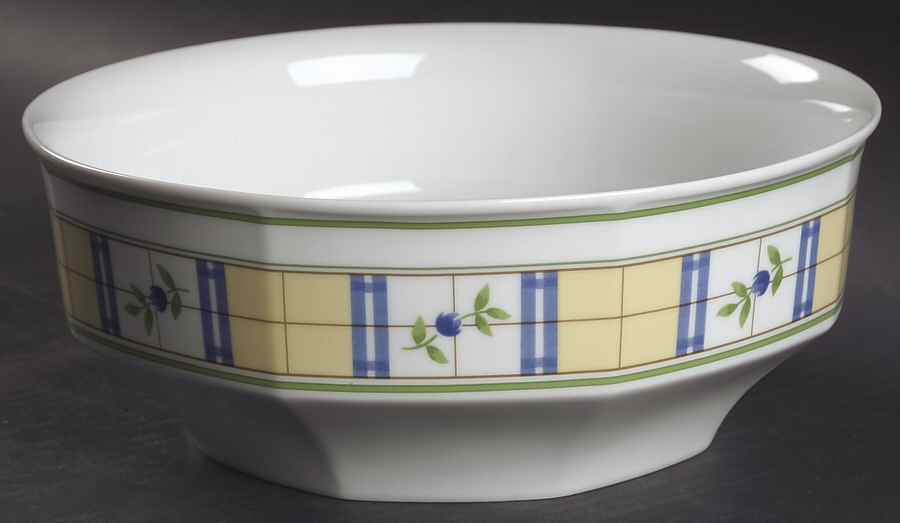 Gingham Blue 9" Round Vegetable Bowl by Studio Nova-1