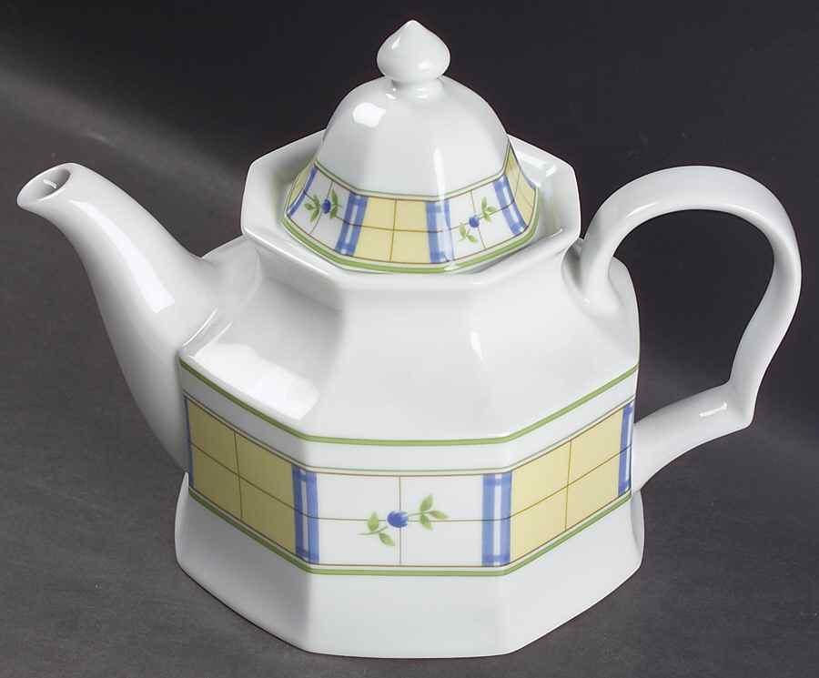 Gingham Blue Teapot & Lid by Studio Nova-1